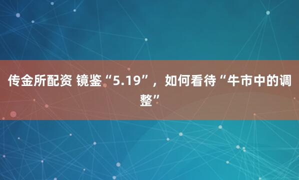传金所配资 镜鉴“5.19”，如何看待“牛市中的调整”
